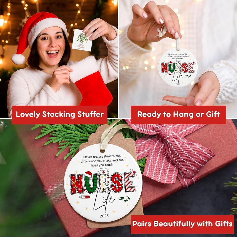 SUCHAGIFT Nurse Ornament - Nurse Ornaments for Christmas Tree - Gifts for Nurses Female - Nurses Preceptor Practitioner Nicu RN Gifts for Women - Nursing Ornaments for Tree - Ceramic Ornament 2025 - Image 4